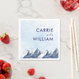 Modern Winter Mountain Pattern Wedding Serviette