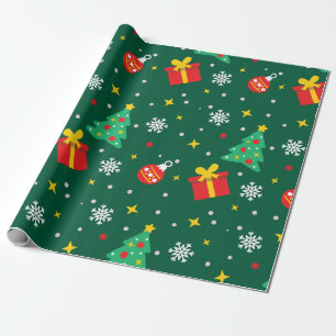 Modern Winter Pine Green Tree Weihnachten Geschenkpapier