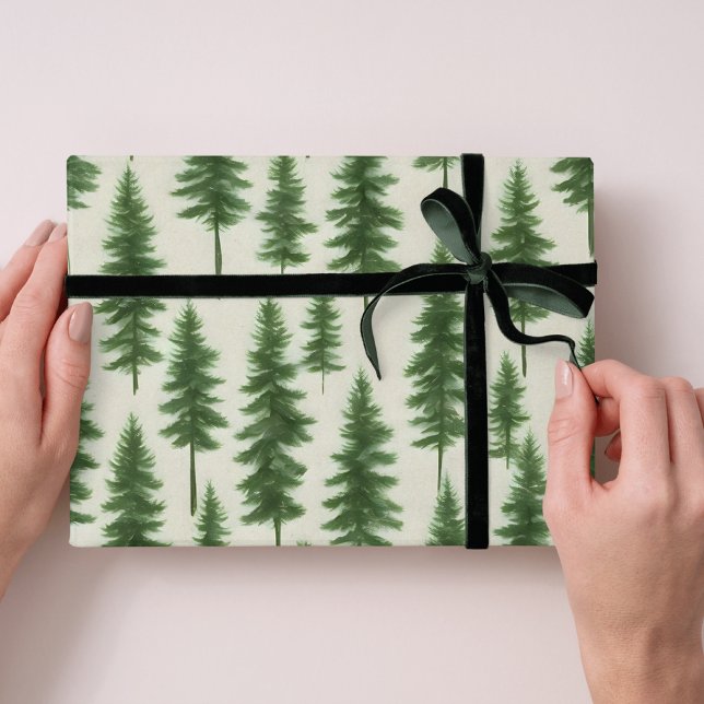 Modern Winter Pine Tree Holiday Christmas  Geschenkpapier (Von Creator hochgeladen)