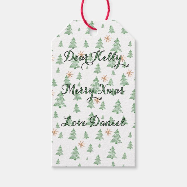 Modern Winter Pine Tree Star Geschenkanhänger (Vorderseite)