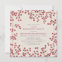 Modern Winter Red Berry 70. Geburtstagsparty