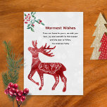 Modern Winter Red Moose Scandi Japandi Weihnachten<br><div class="desc">Diese schöne Weihnachtskarte im modernen Stil besticht durch ein japanisches Design, das Skandinavien und japanische Stile nahtlos kombiniert. Das Farbschema der Karte ist weiß, grau, grün, rot und schwarz. Das Design ist mit einem skandinavischen Elch im Volksstil und einer üppigen Vegetation mit Beeren gestaltet. Der Gruß auf der Karte lautet...</div>
