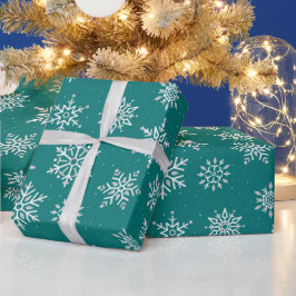 Modern Winter Snowflake Blue Green Holiday Geschenkpapier