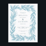 Modern Winter Wreath Frame Wedding Postkarte<br><div class="desc">Modern Winter Wreath Frame Wedding Winter Blue</div>