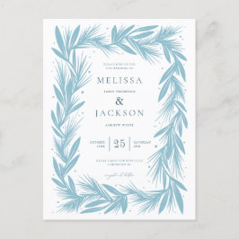 Modern Winter Wreath Frame Wedding Postkarte