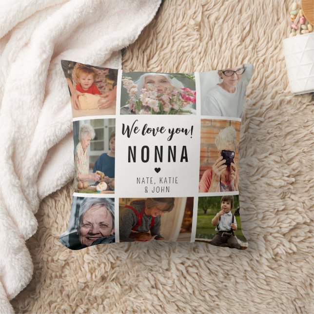 Modern Wir Liebe Sie Nonna 8 Foto Collage Kissen (Decke)