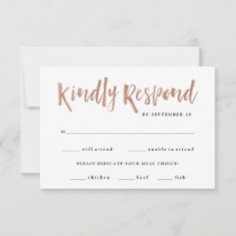 Modern Wish | Imitate Rose Gold Hochzeitsmahlzeit  RSVP Karte