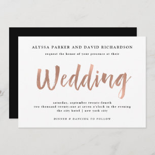 Modern Wish Imitate Rose Goldhochzeit Einladung