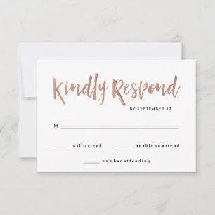 Modern Wish   Imitate Rose Goldhochzeit RSVP Karte