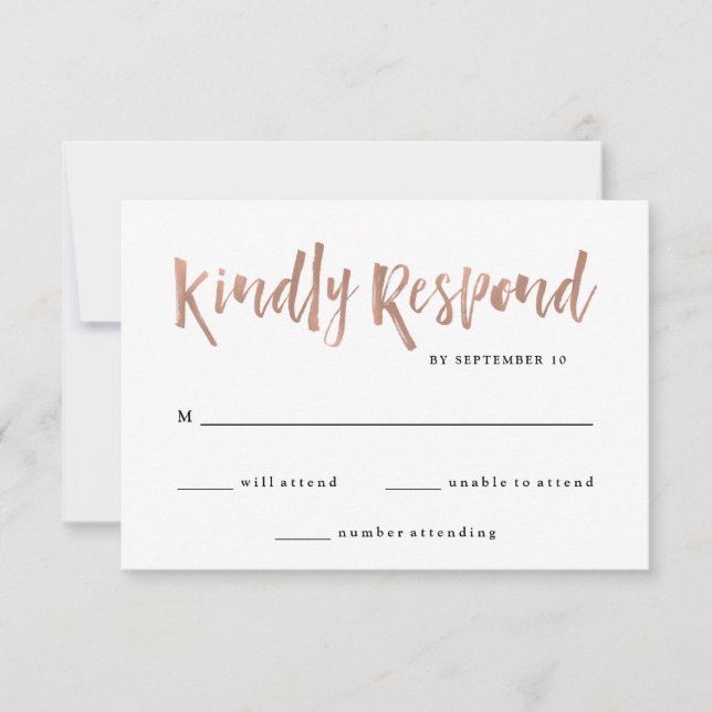 Modern Wish | Imitate Rose Goldhochzeit RSVP Karte (Vorderseite)