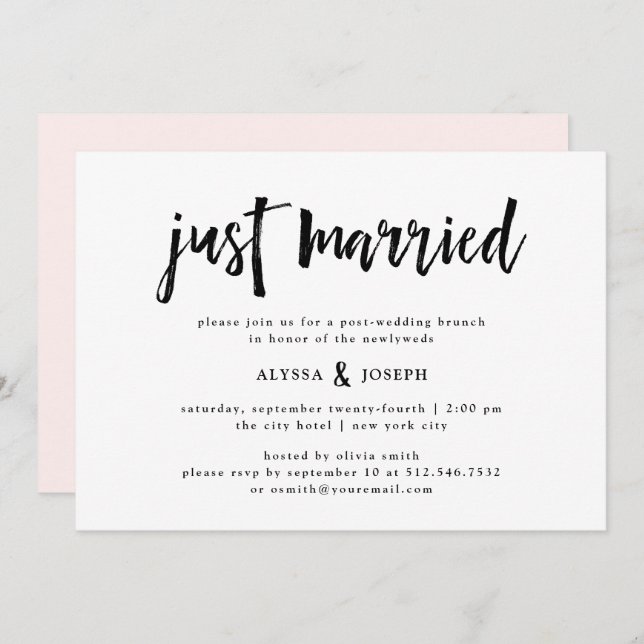 Modern Wish | Just Married Post Wedding Brunch Einladung (Vorne/Hinten)