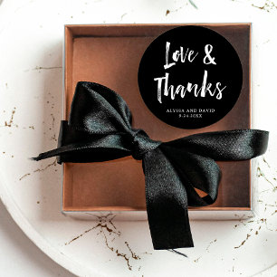 Modern Wish Schwarz-Weiß-Hochzeit Runder Aufkleber