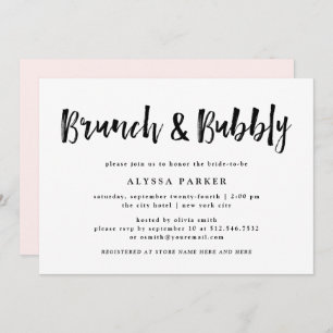 Modern Wish   Schwarzer und weißer Brunch und Bubb Einladung