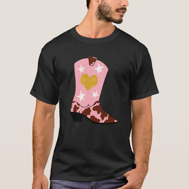 Modern Women Pink Cowgirl Western Boot T-Shirt (Vorderseite)