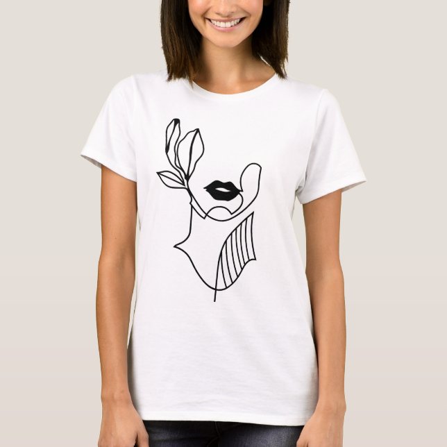 Modern Women's Tshirt - Minimal Design - Girl Face (Vorderseite)