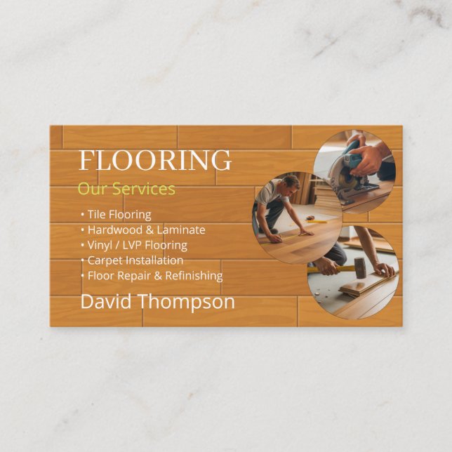 Modern Wood Flooring Tile Service Visitenkarte (Vorderseite)