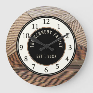 Modern Wood Pallet Family Name Große Wanduhr