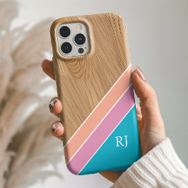 Modern Wood Personalized Initial iPhone  iPhone 16 Hülle