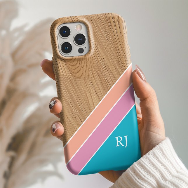Modern Wood Personalized Initial iPhone  Case-Mate iPhone Hülle (Von Creator hochgeladen)