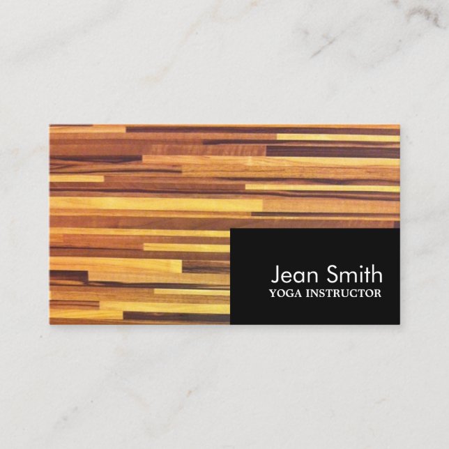 Modern Wood Yoga Instruktor Business Card Visitenkarte (Vorderseite)