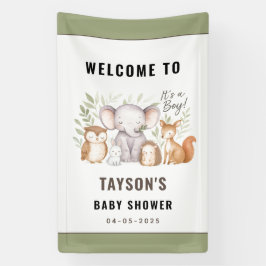 Modern Woodland Animals Forest Boy Baby Shower Banner