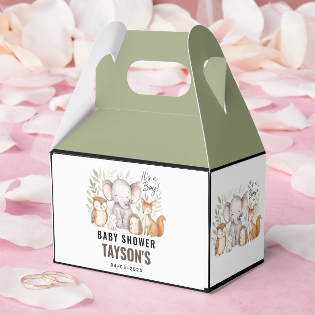 Modern Woodland Animals Forest Boy Baby Shower Geschenkschachtel (Hochzeit)