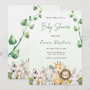 Modern Woodland Animals Forest Boy Baby Shower Inv Einladung