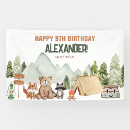 Modern Woodland Happy Camper Camping Kindergeburts Banner