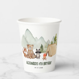 Modern Woodland Happy Camper Camping Kindergeburts Pappbecher