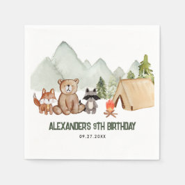 Modern Woodland Happy Camper Camping Kindergeburts Serviette