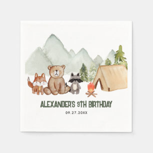 Modern Woodland Happy Camper Camping Kindergeburts Serviette