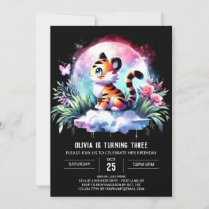 Modern Woodland Tiger Birthday Einladung