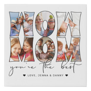 Modern Wow Mama Zitat 6 Foto Collage White Künstlicher Leinwanddruck