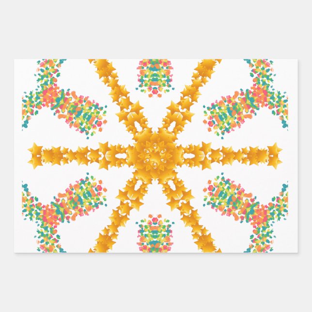 Modern Wrapping Paper Flat Sheet Set of 3 Geschenkpapier Set (Vorderseite)