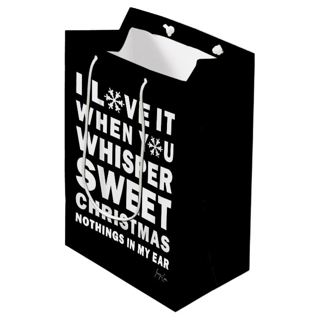 Modern Xmas Black & White Gift Bag | Sweet Xmas Mittlere Geschenktüte (Vorderseite Schrägansicht)