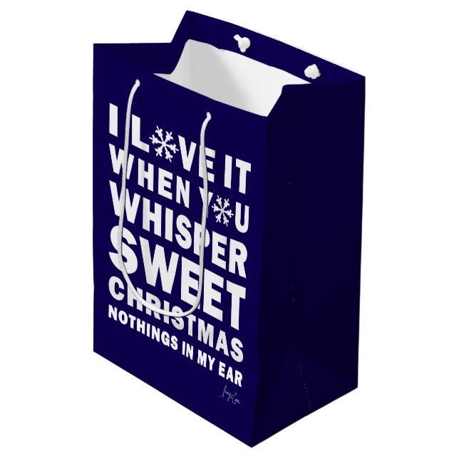 Modern Xmas Navy & White Gift Bag | Sweet Xmas Mittlere Geschenktüte (Vorderseite Schrägansicht)