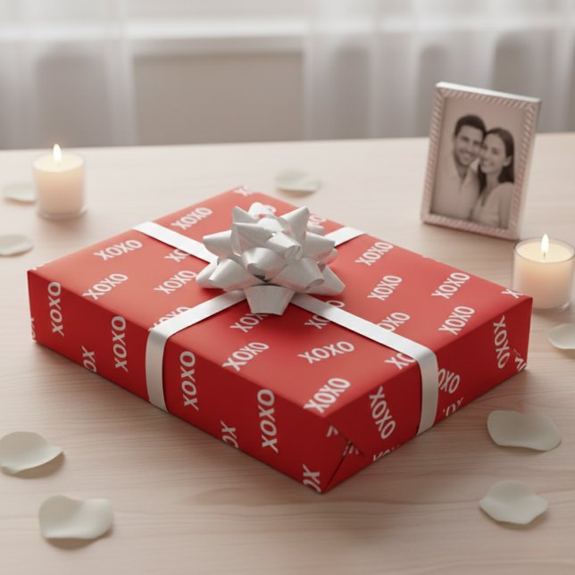 Modern XOXO Red & White Valentine’s Day Geschenkpapier (Modern XOXO Red & White Valentine’s Day Wrapping Paper)