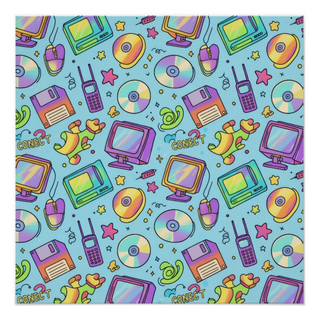 Modern Y2K Retro Tech Aesthetic Art Poster (Vorderseite)