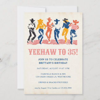 Modern Yeehaw Cowgirl 35. Geburtstagsparty Einladung