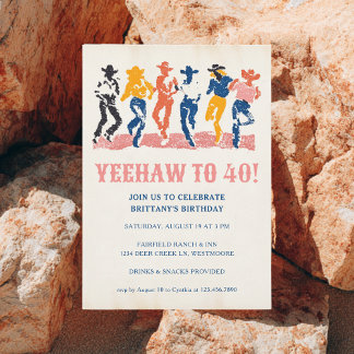 Modern Yeehaw Cowgirl 40. Geburtstag Party Einladung