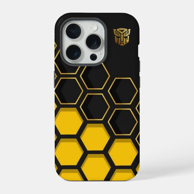 Modern Yellow and Black Honeycomb Pattern Custom N iPhone Hülle (Rückseite)