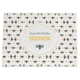 Modern Yellow Bee Honeycomb Kinder Sommer Geburtst Große Geschenktüte