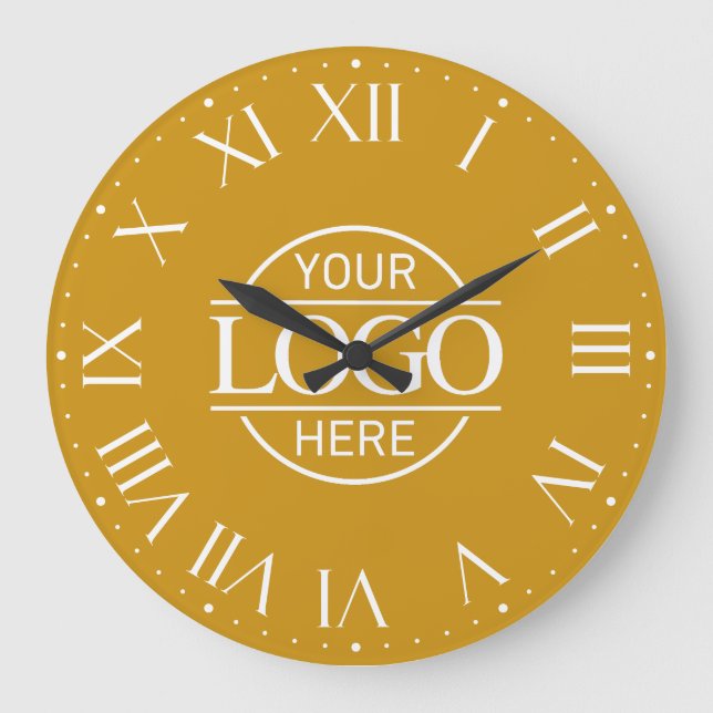 Modern Yellow Branded Company Business Logo Custom Große Wanduhr (Vorderseite)