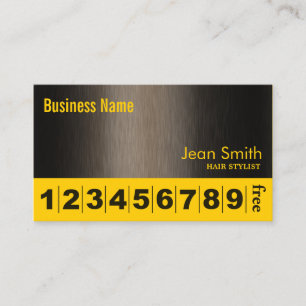 Modern Yellow Brunet Hair Salon Loyalty Card Treuekarte