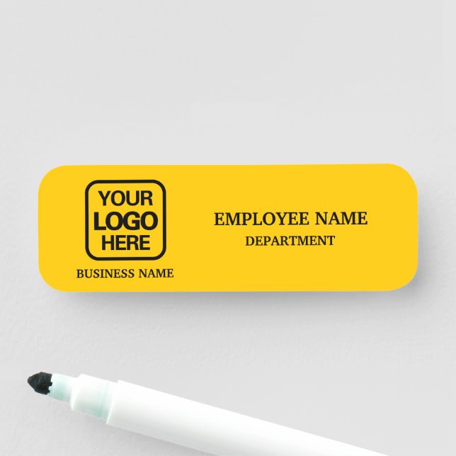 Modern Yellow Custom Business Name Tag Namensschild (Beispiel)