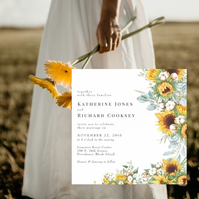 Modern Yellow Floral Sunflowers No Parents Wedding Einladung (Von Creator hochgeladen)