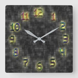 Modern Yellow Glow Art Wall Clock Quadratische Wanduhr