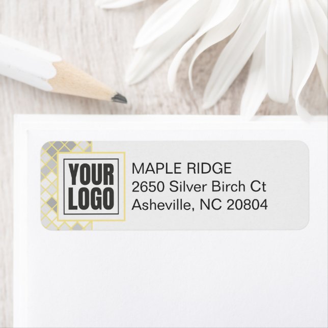 Modern Yellow & Gray Geometric Address Label (Insitu)