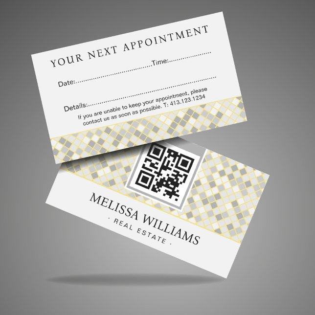 Modern Yellow & Gray Geometric Appointment Card Terminkarte (Von Creator hochgeladen)