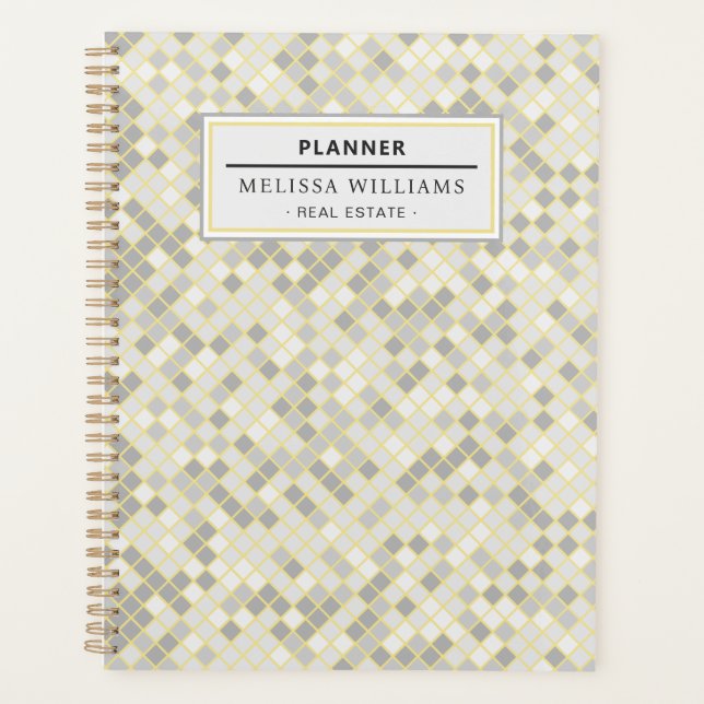Modern Yellow & Gray Geometric Professional Planer (Vorderseite)